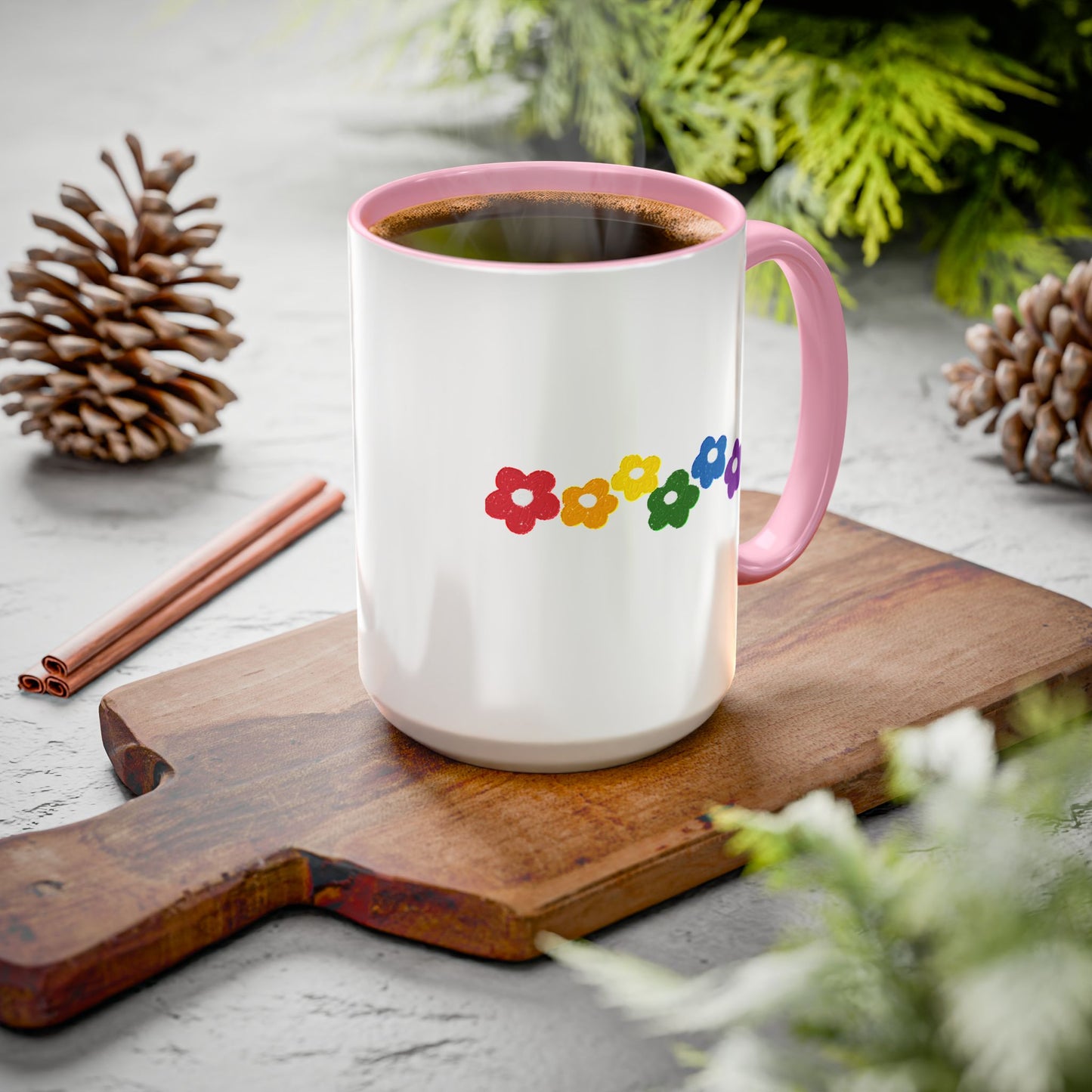 Rainbow Flower Arc Ceramic Mug – 11oz, 15oz, 20oz