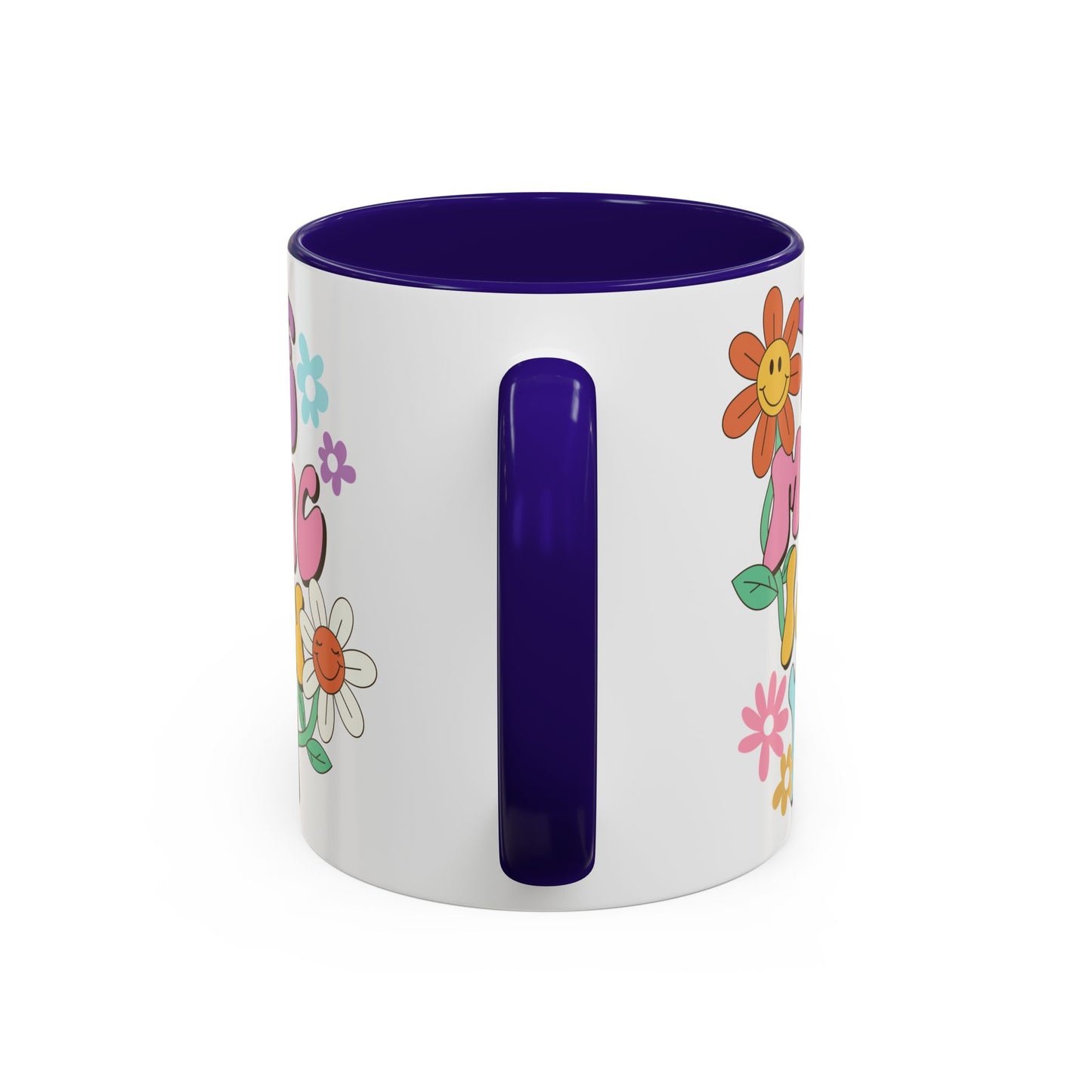 The Magic Is In You Accent Mug – Retro Flower Lettering | 11oz 15oz Colored Handle