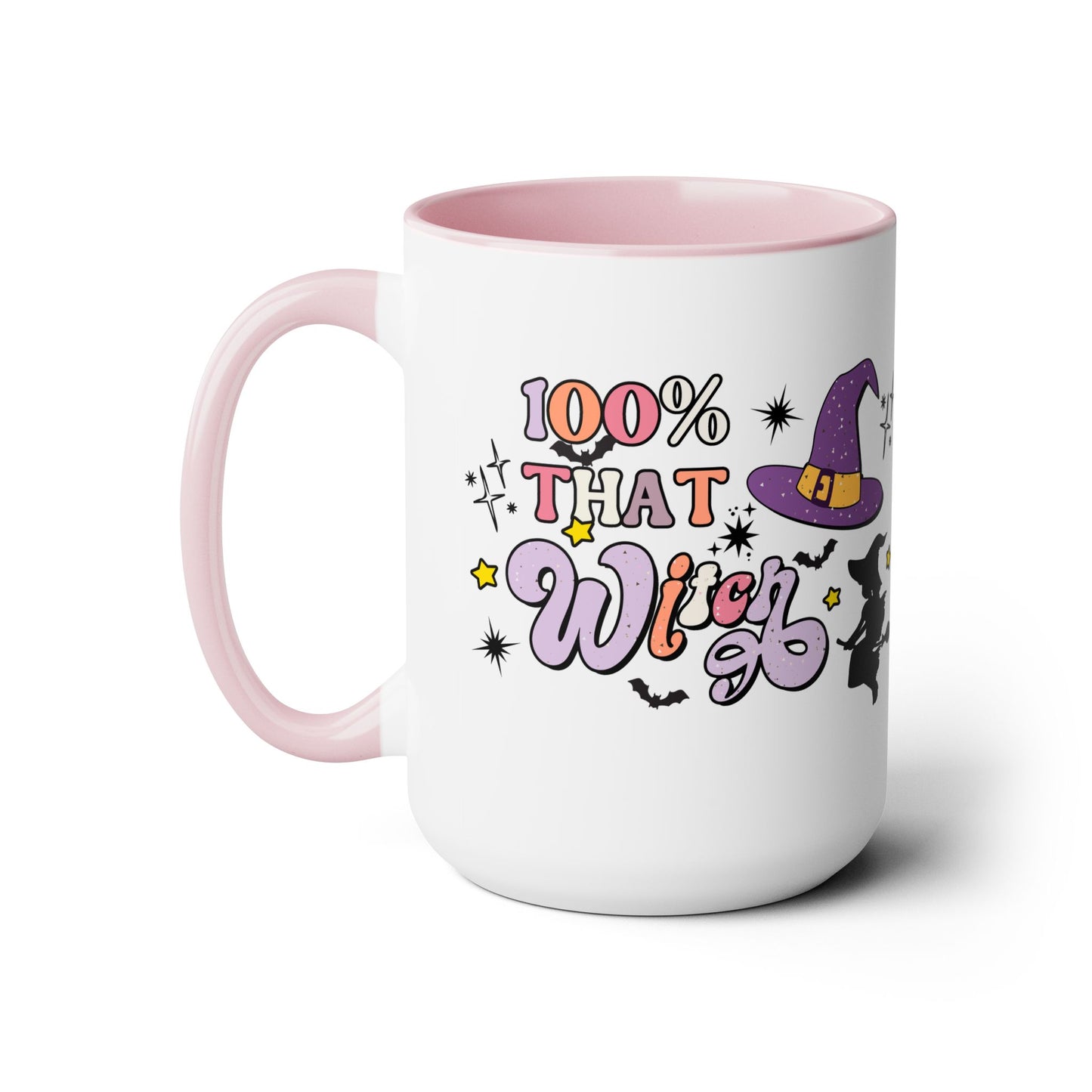100% That Witch Coffee Mug – Pink Accent | Halloween Groovy Vibes