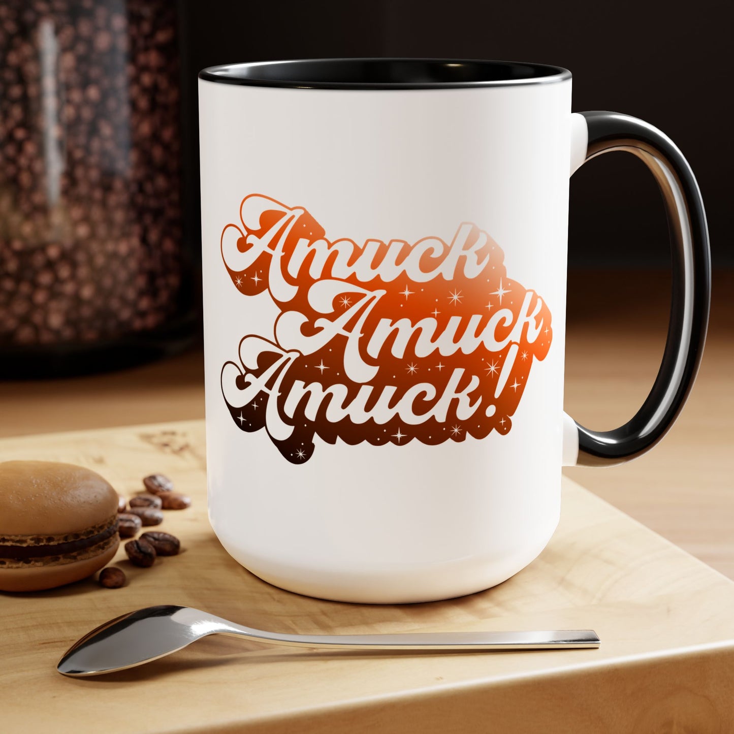 Amuck Amuck Amuck! Coffee Mug – Black Accent | Halloween Groovy Vibes