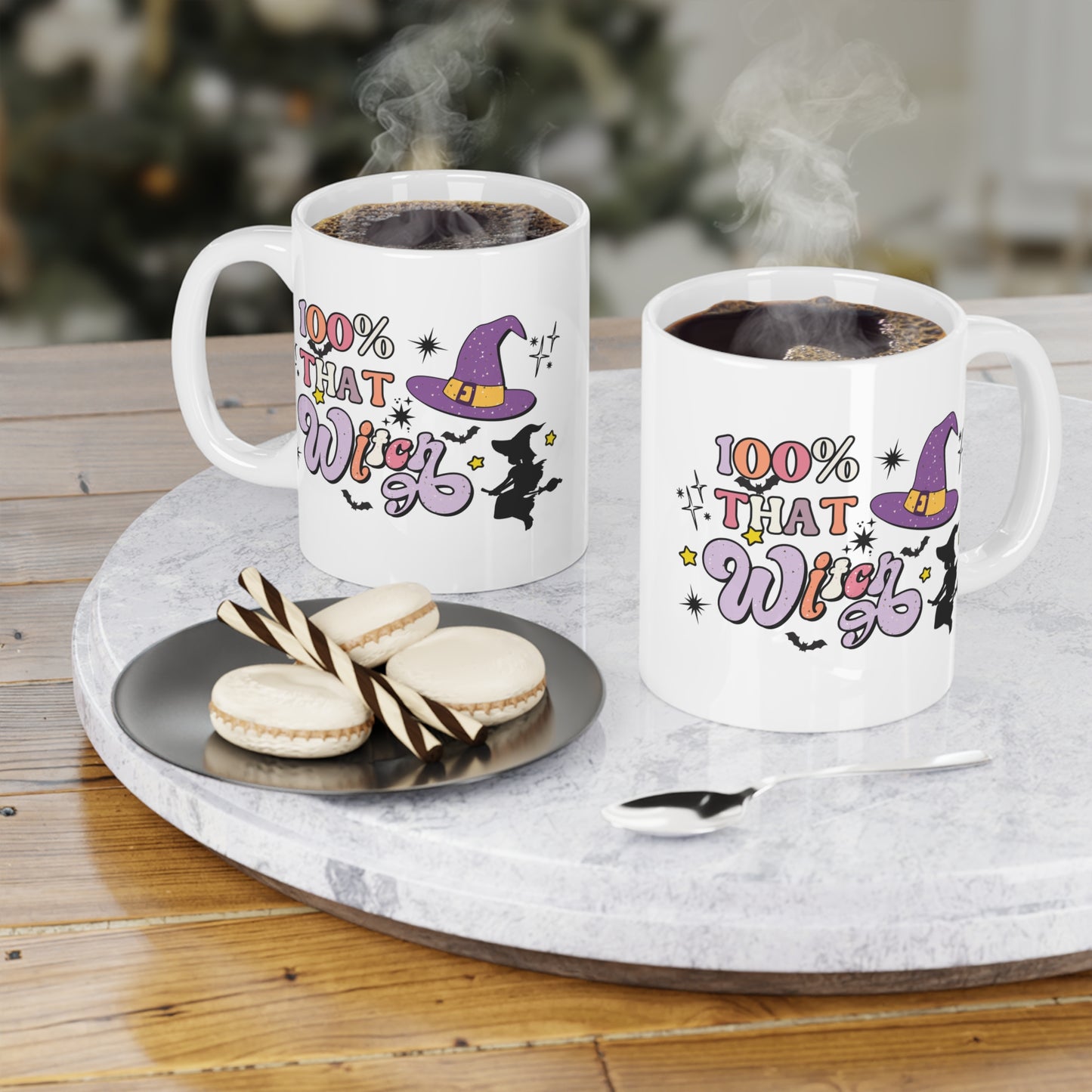 100% That Witch Coffee Mug – White Ceramic | Halloween Groovy Vibes