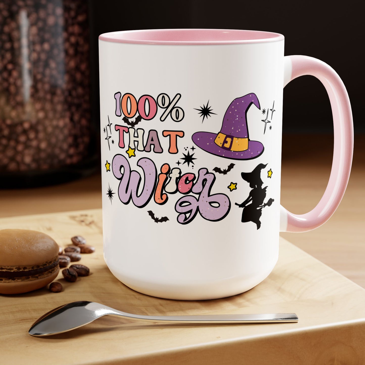 100% That Witch Coffee Mug – Pink Accent | Halloween Groovy Vibes