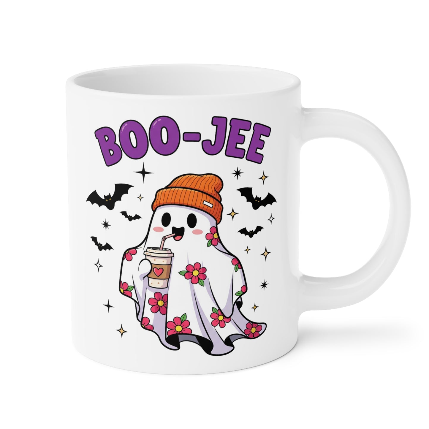 Boo-Jee Ghost Coffee Mug – White Ceramic | Halloween Groovy Vibes