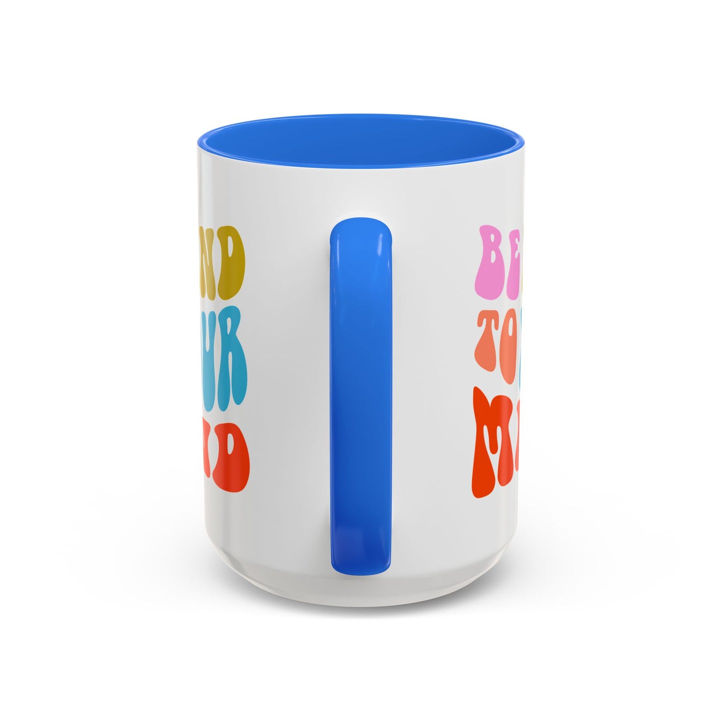 Be Kind To Your Mind Accent Mug – Retro Rainbow Letters | 11oz 15oz Multiple colors