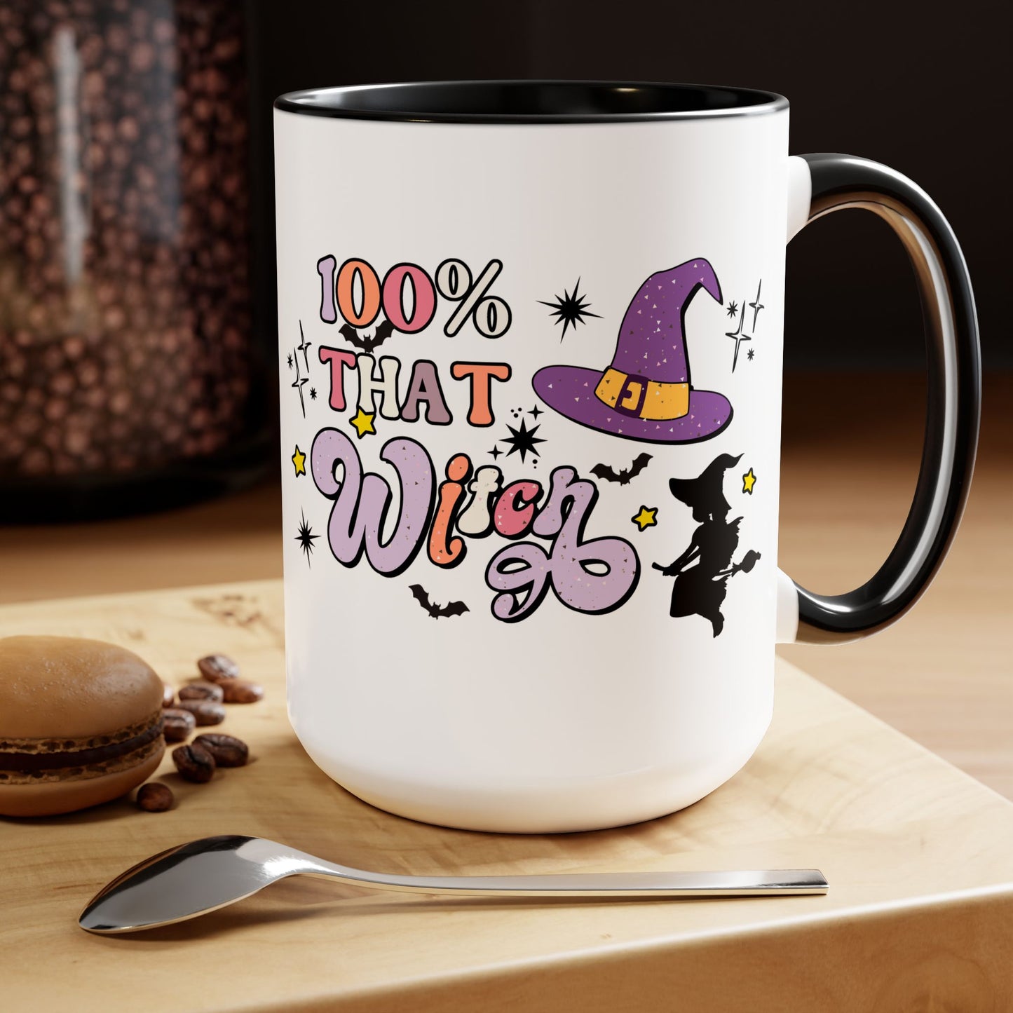 100% That Witch Coffee Mug – Pink Accent | Halloween Groovy Vibes