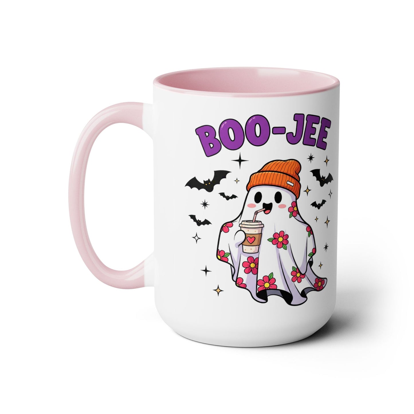 Boo-Jee Ghost Coffee Mug – Black Accent | Halloween Groovy Vibes