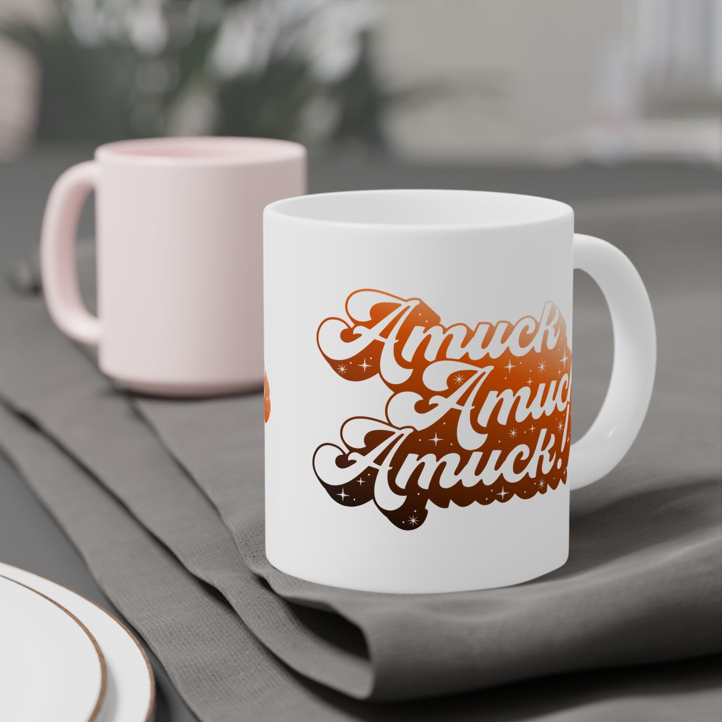 Amuck Amuck Amuck! Coffee Mug – White Ceramic | Halloween Groovy Vibes