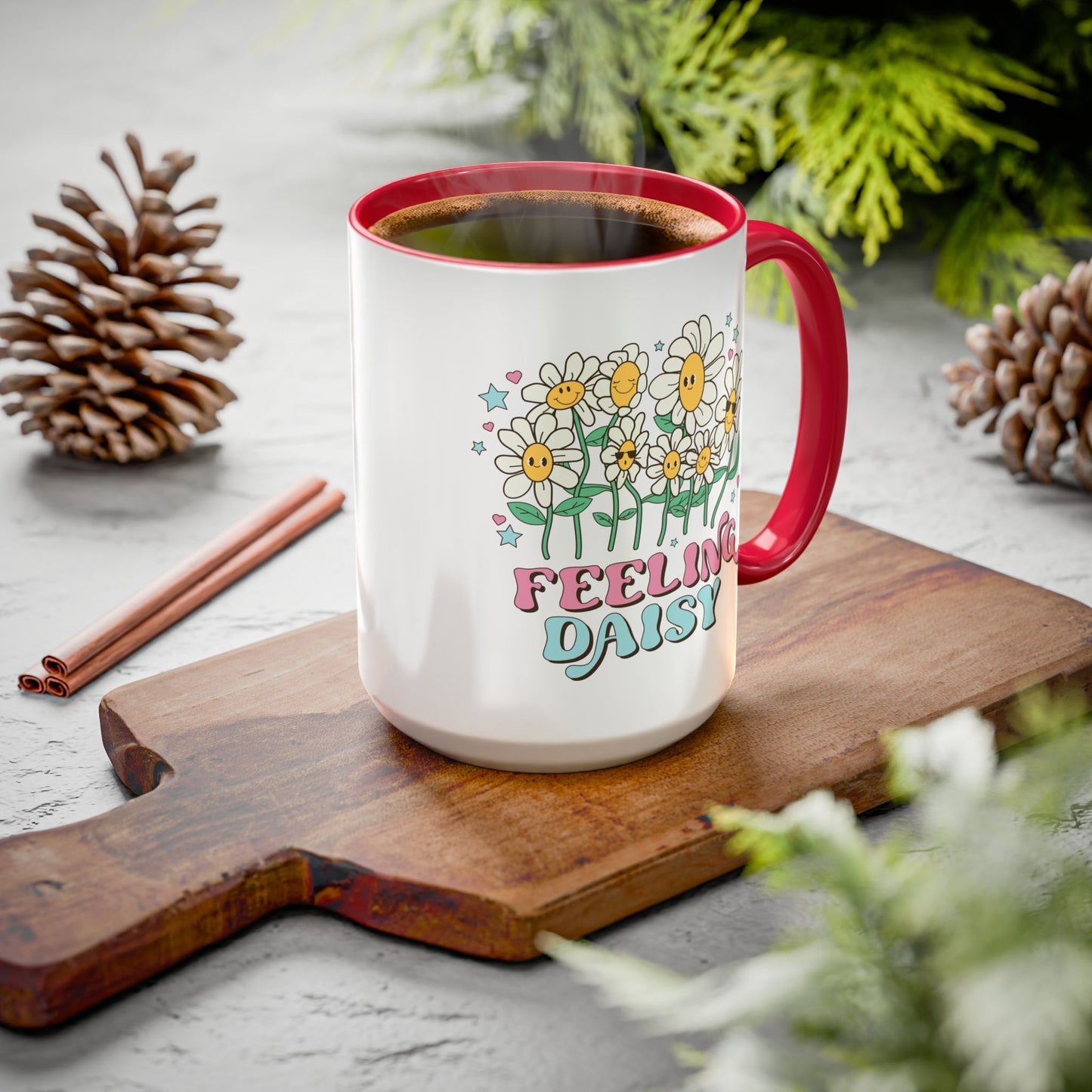 Feeling Daisy – Groovy Floral Accent Mug (11oz/15oz)