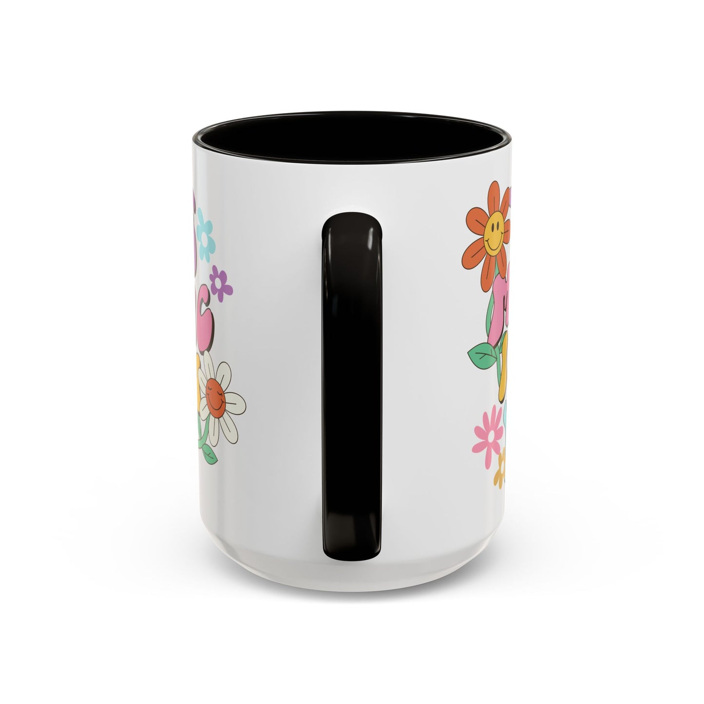 The Magic Is In You Accent Mug – Retro Flower Lettering | 11oz 15oz Colored Handle