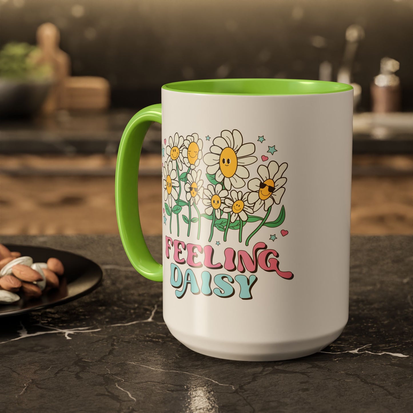 Feeling Daisy – Groovy Floral Accent Mug (11oz/15oz)