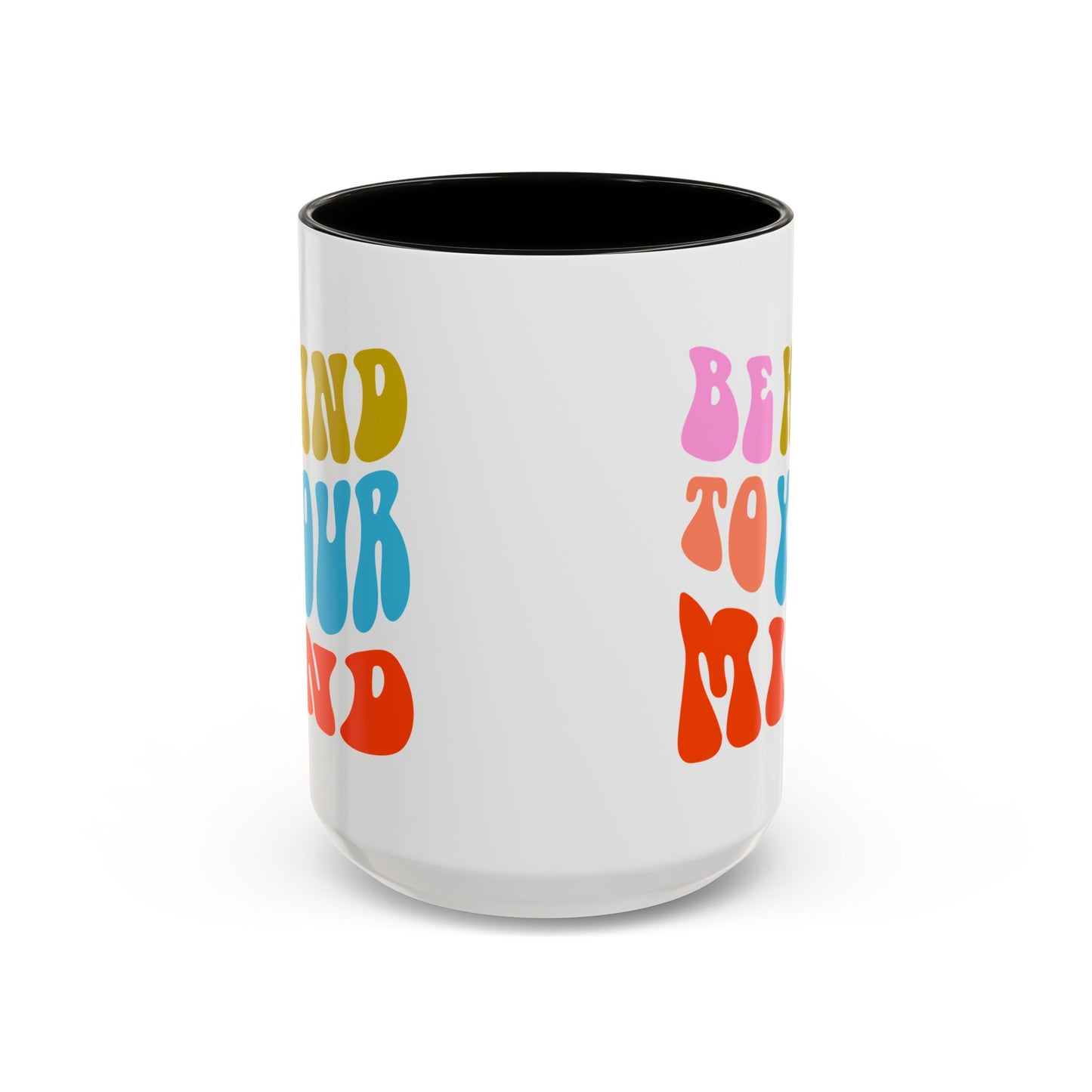 Be Kind To Your Mind Accent Mug – Retro Rainbow Letters | 11oz 15oz Multiple colors
