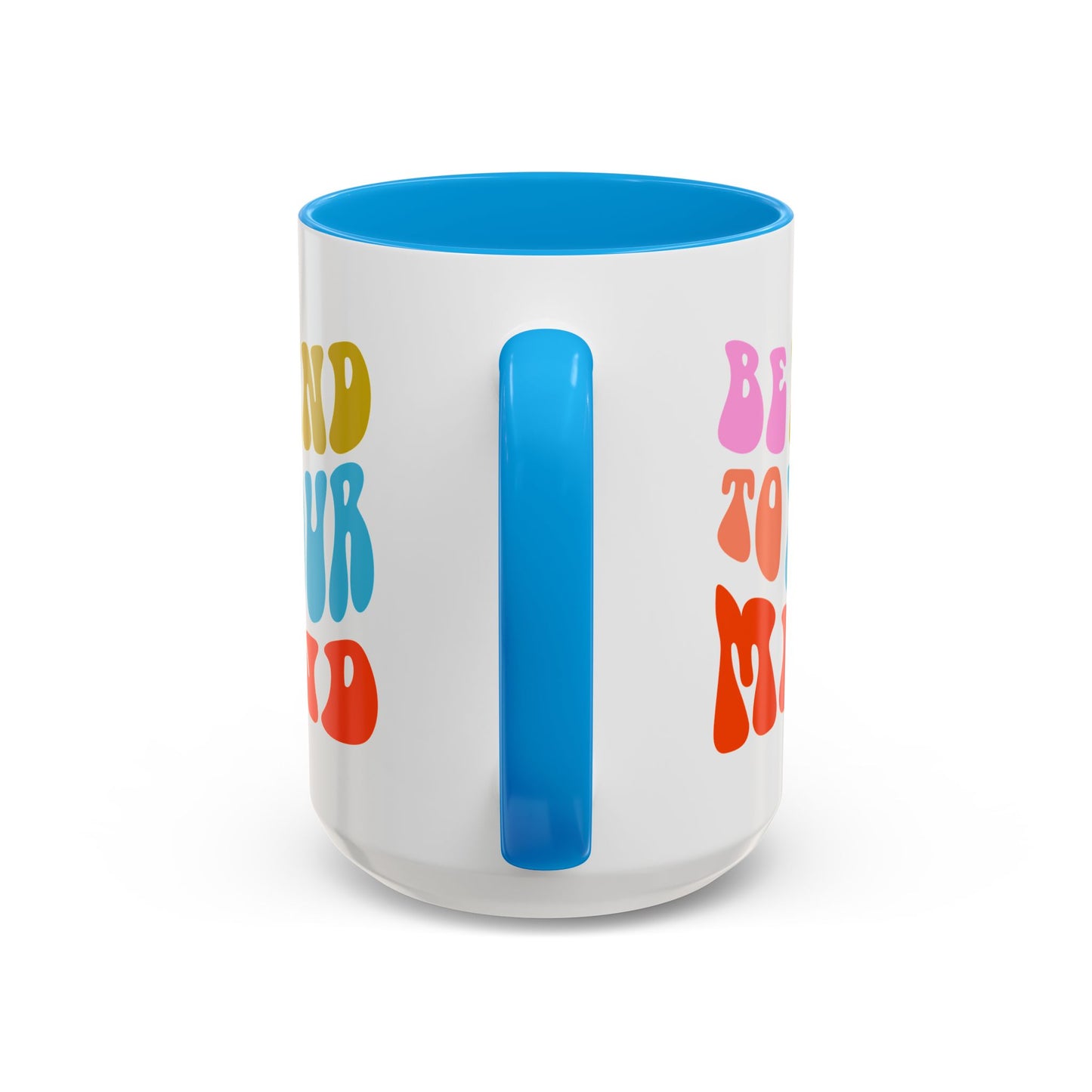 Be Kind To Your Mind Accent Mug – Retro Rainbow Letters | 11oz 15oz Multiple colors