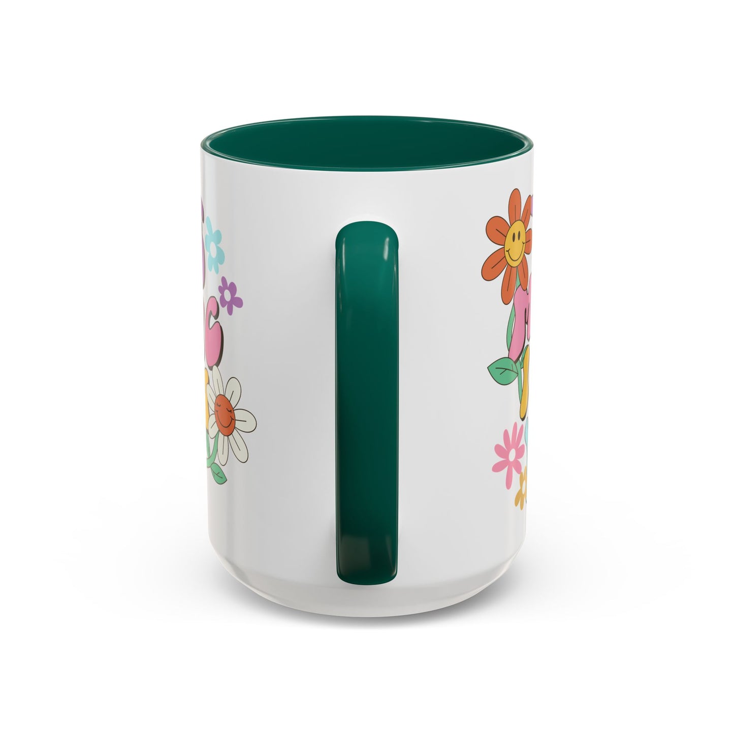The Magic Is In You Accent Mug – Retro Flower Lettering | 11oz 15oz Colored Handle