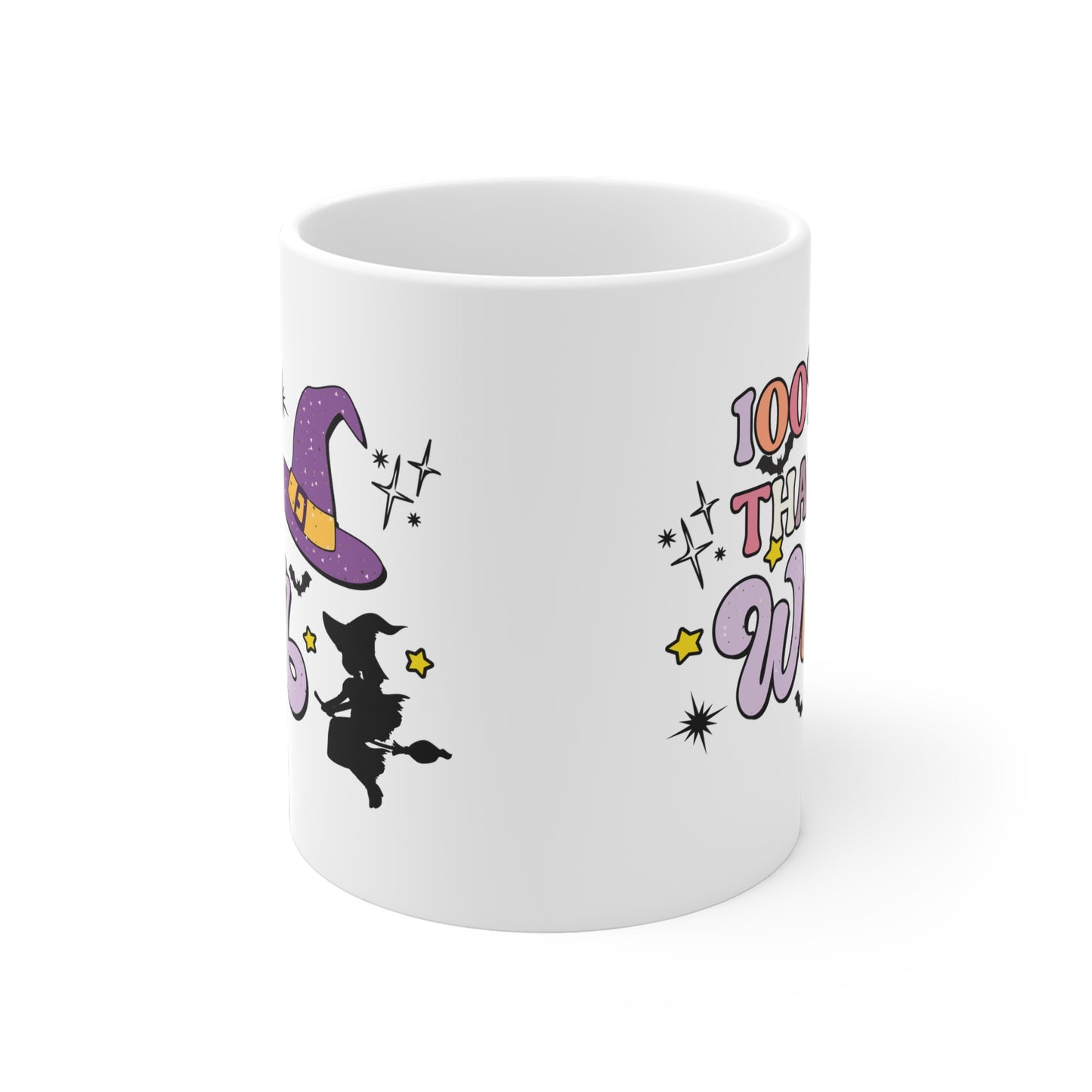 100% That Witch Coffee Mug – White Ceramic | Halloween Groovy Vibes