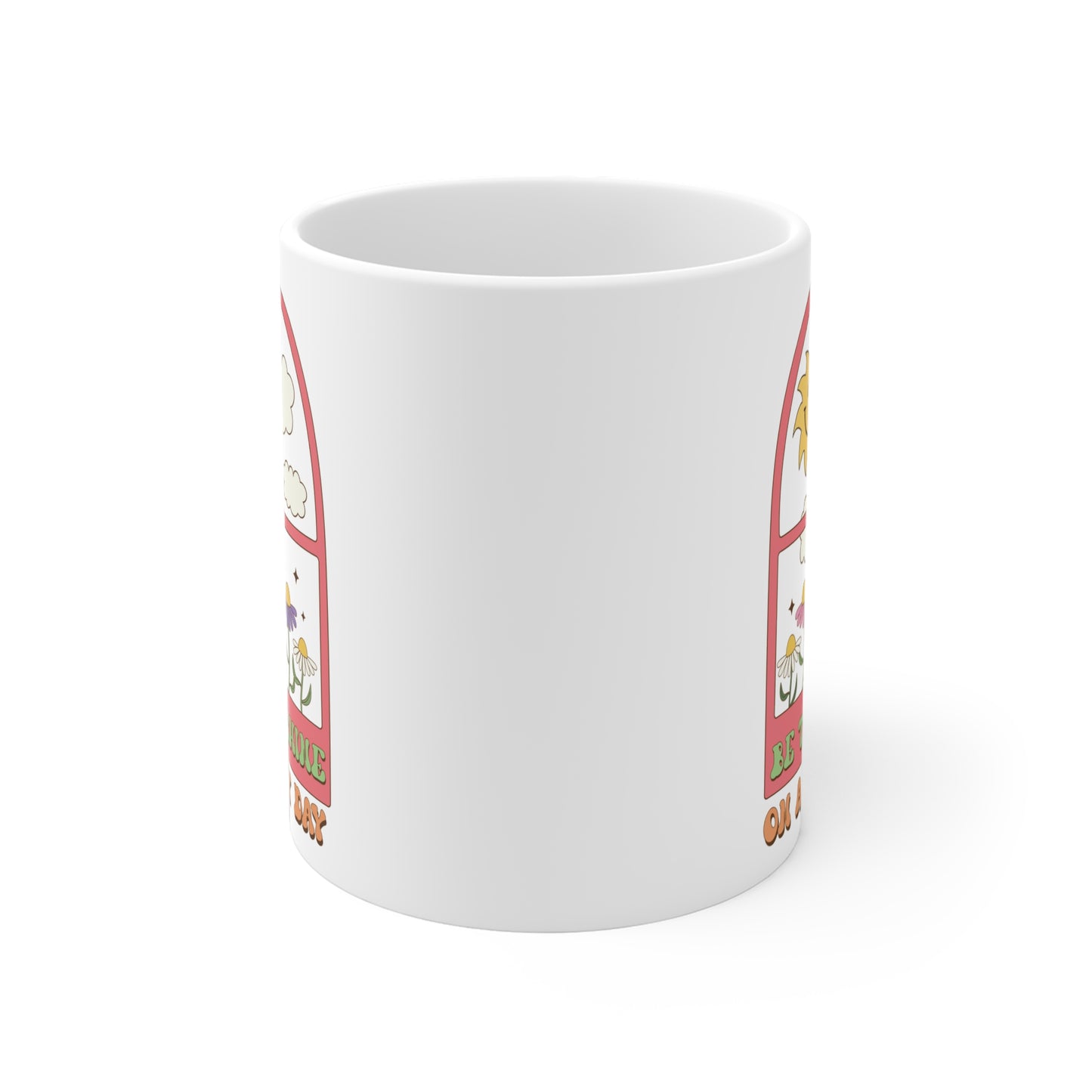 Be The Sunshine Coffee Mug 20oz - Cloudy Day Inspiration, Sun & Flower Window Design, Motivational Drinkware - Uplifting Gift Idea