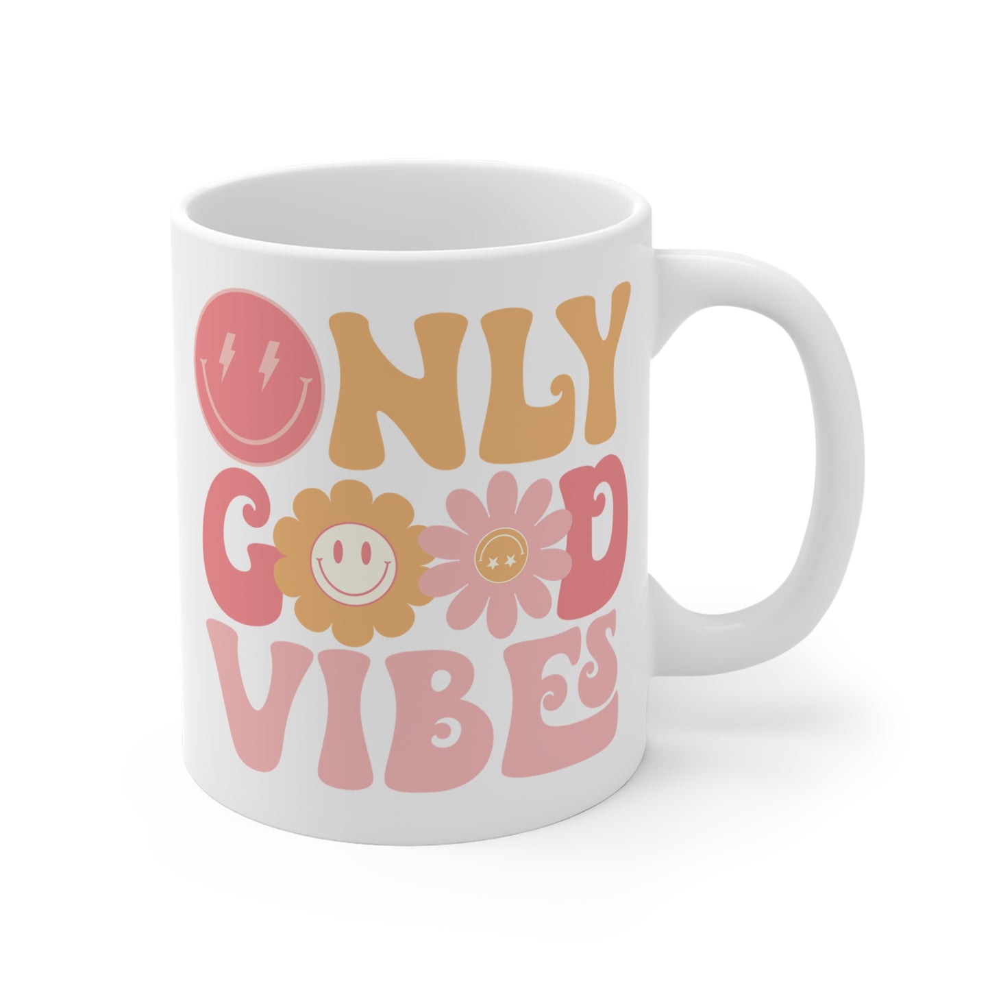 Good Vibes Only Coffee Mug – 70s Psychedelic Retro | 11oz 15oz 20oz