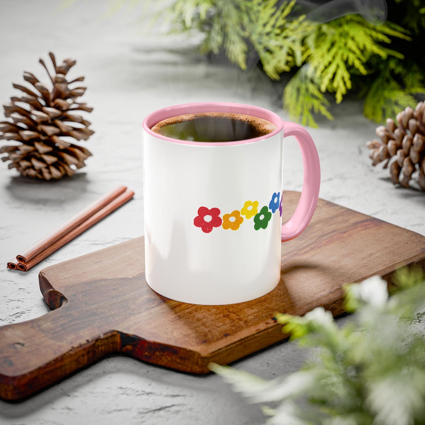 Rainbow Flower Arc Ceramic Mug – 11oz, 15oz, 20oz