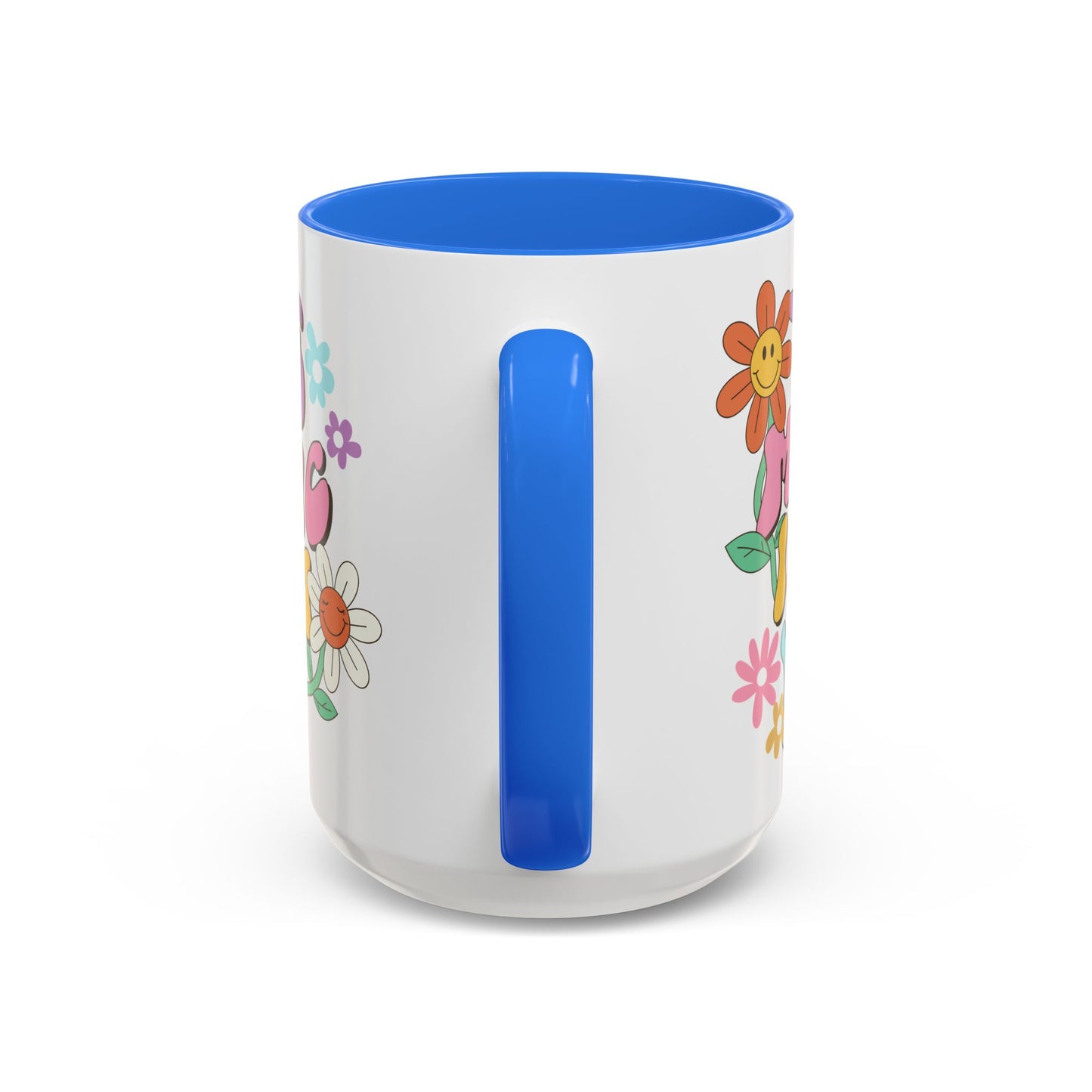 The Magic Is In You Accent Mug – Retro Flower Lettering | 11oz 15oz Colored Handle