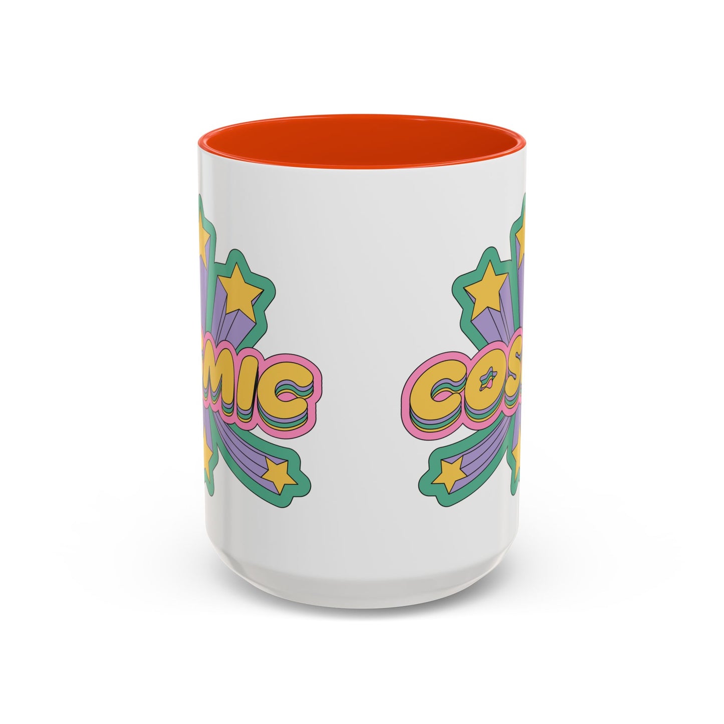 COSMIC Accent Mug – Retro Stars Burst | 11oz 15oz Colored Handle