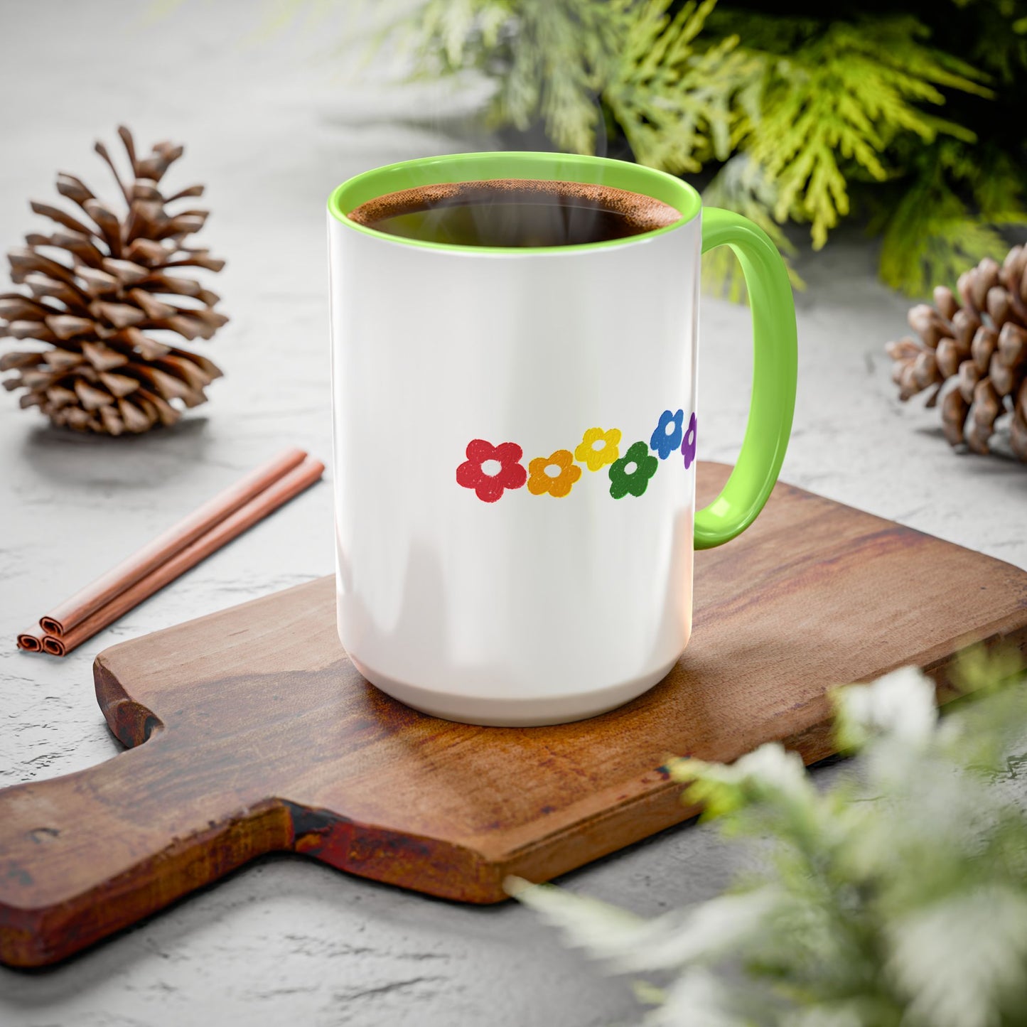 Rainbow Flower Arc Ceramic Mug – 11oz, 15oz, 20oz