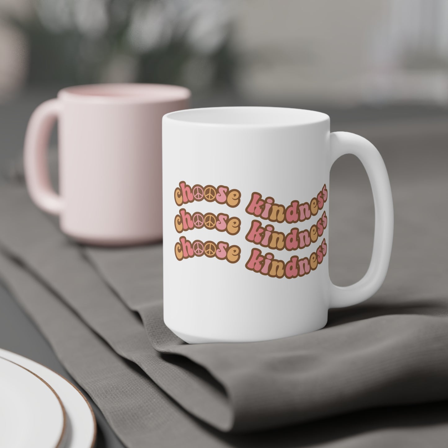 Choose Kindness Coffee Mug – 70s Wavy Retro Pastel | 11oz 15oz 20oz
