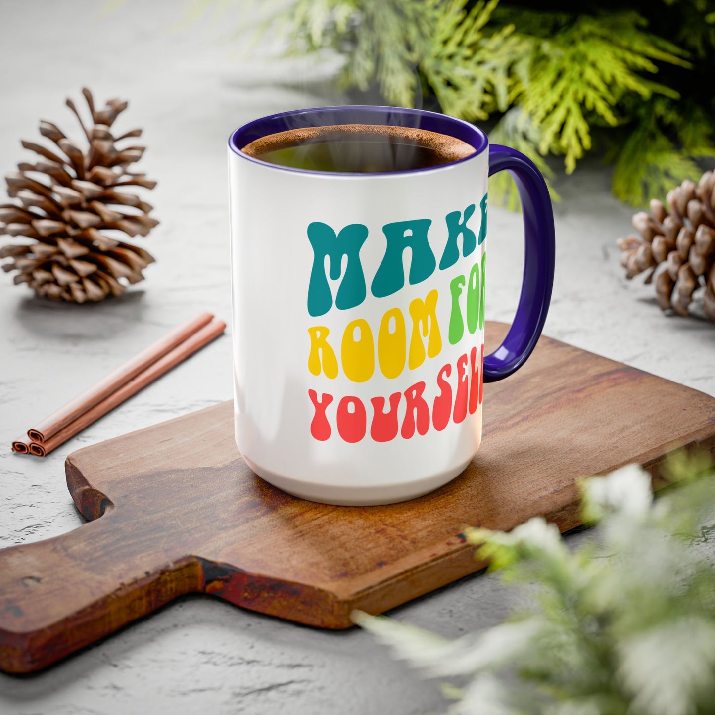Make Room For Yourself – Retro Affirmation Accent Mug (11oz/15oz)