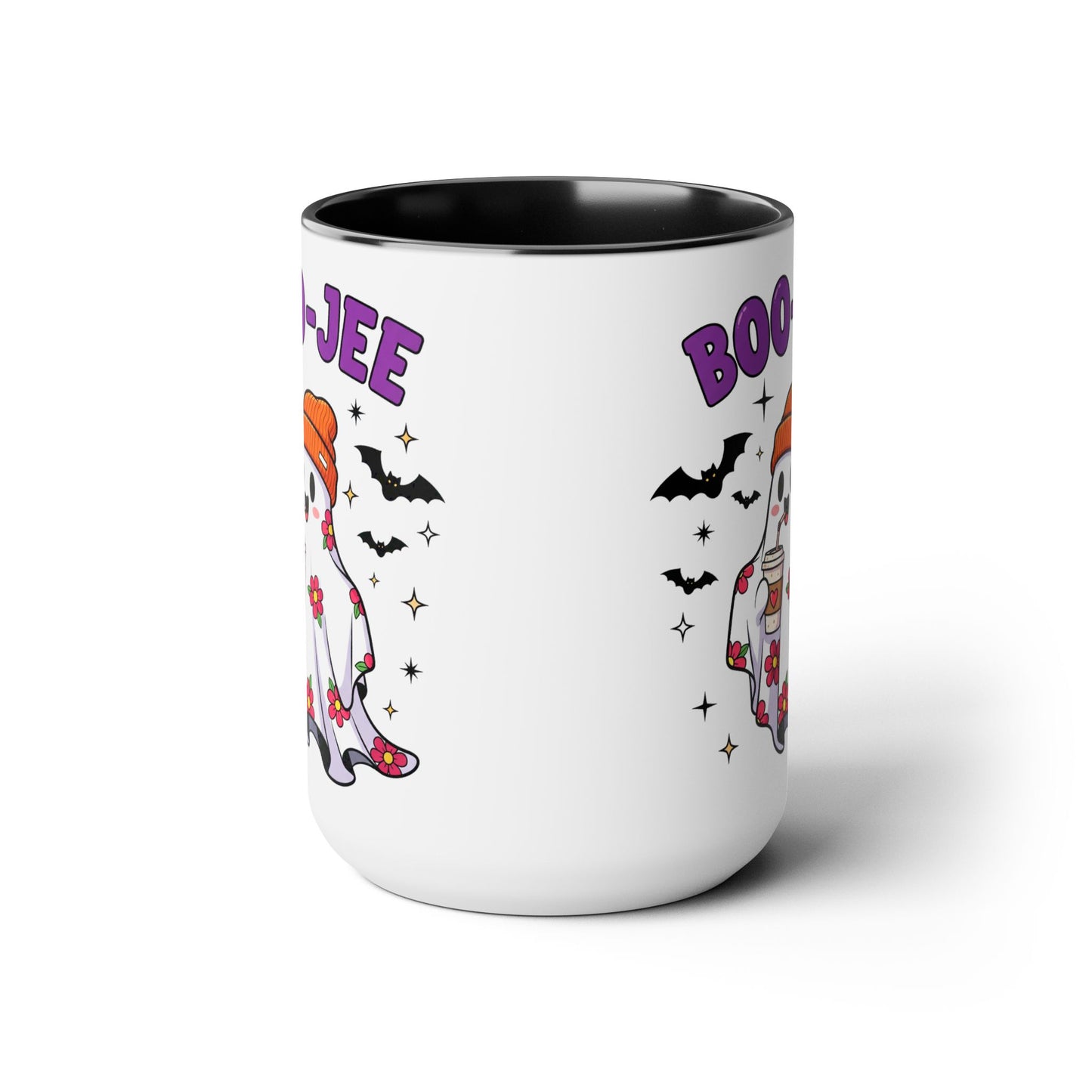 Boo-Jee Ghost Coffee Mug – Black Accent | Halloween Groovy Vibes